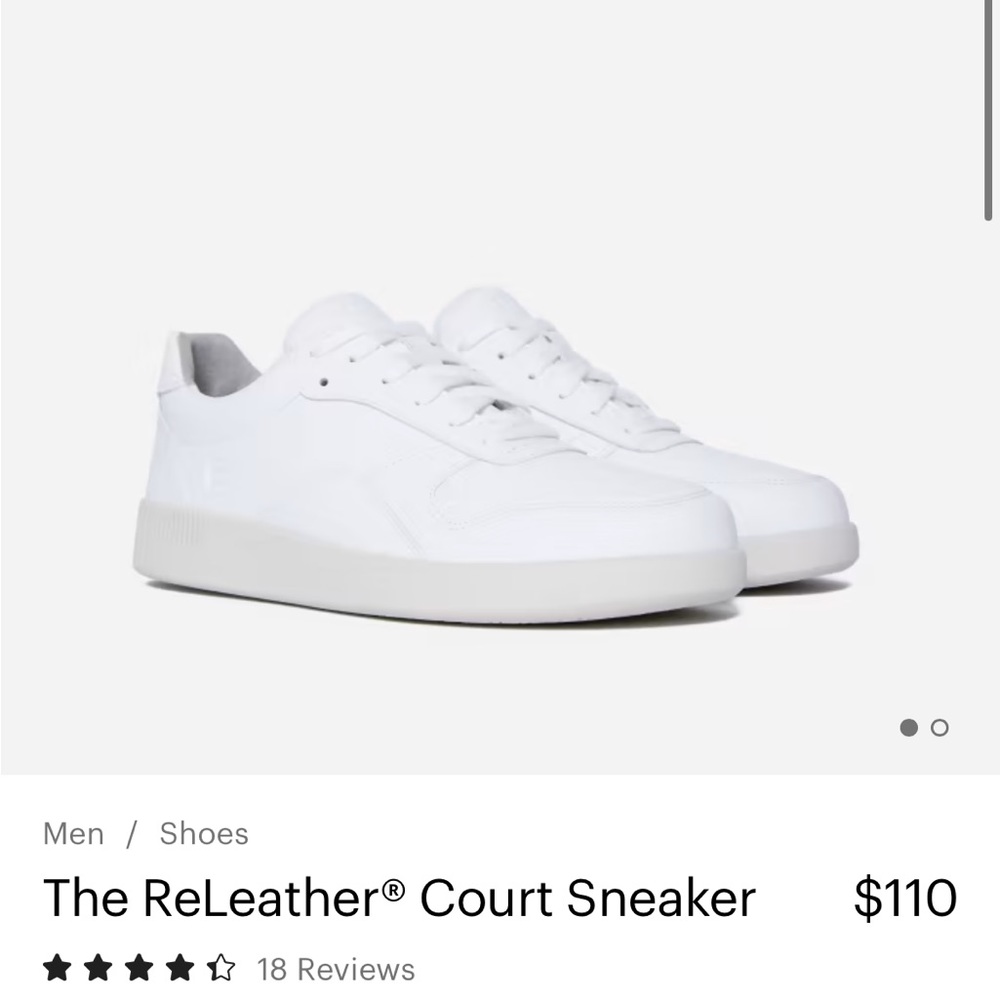 NWT Everlane’s ReLeather Court Sneaker